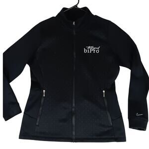 Nike Golf Tour Performance Jacket Womens Large Black Dot Therma-Fit Zip biPro